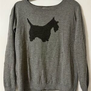 LOFT Heather Gray Sweater with Black Accent